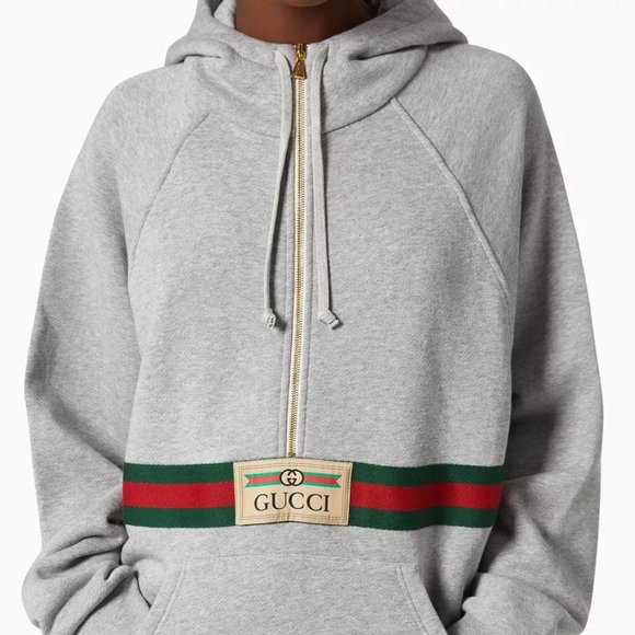 Gucci Gray Sweatshirt with Gucci Logo and Web NEW WITH TAGS - Picture 1 of 5